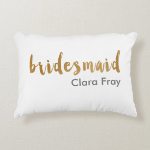 Cojín Decorativo texto moderno y elegante de la dama de honor dorad