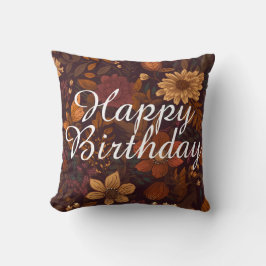Cojín Decorativo Texto personalizado Belleza floral de otoño marrón