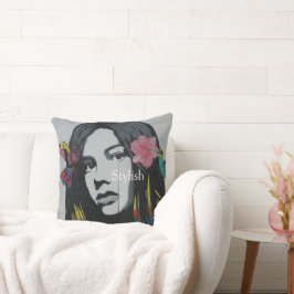 Cojín Decorativo texto personalizado Dibujo gráfico de color de agu