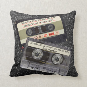 Cojín Decorativo Texto personalizado   Mezcla de cassette de música