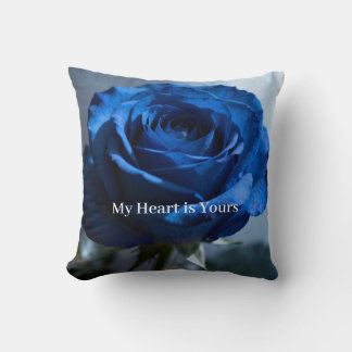 Cojín Decorativo Texto personalizado – Regalo floral de rosa azul r
