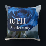 Cojín Decorativo Texto personalizado: regalo floral de rosa azul ro<br><div class="desc">Celebra el amor eterno con esta almohada de rosa azul romántica,  que incluye las palabras 'Por siempre y siempre'. Un acento acogedor y un regalo sincero para parejas,  aniversarios o Día de San Valentín.</div>