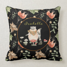 Cojín Decorativo Texto Personalizar de mapache botánico, color 20"X