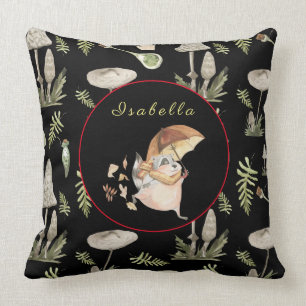 Cojín Decorativo Texto Personalizar de mapache de otoño, color 20"X