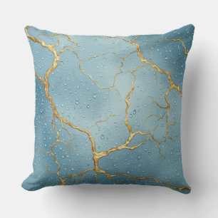 Cojín Decorativo Textura abstracta de grieta dorada con metálico hú