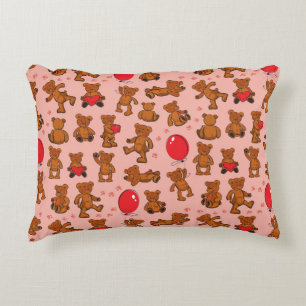 Cojín Decorativo Textura con los osos de peluche, corazones