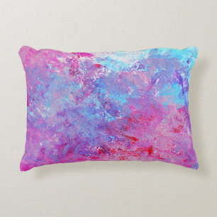 Cojín Decorativo Textura creativa rosa-azul, manchas de pintura.
