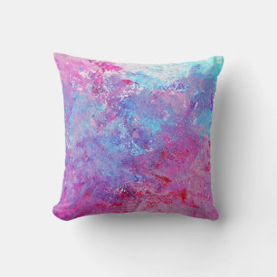 Cojín Decorativo Textura creativa rosa-azul, manchas de pintura.