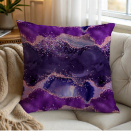 Cojín Decorativo Textura de Ágata Purpúrea Brillante