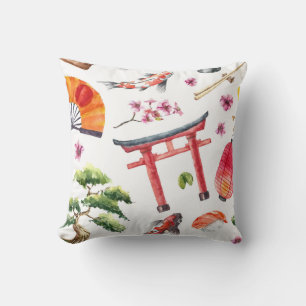 Cojín Decorativo Textura de color marrón de los elementos japoneses