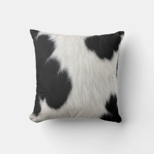 Cojín Decorativo textura de cuero de vaca blanco y negro piel anima