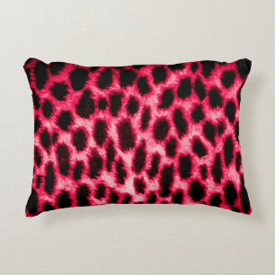 Cojín Decorativo Textura de cuero leopardo con colores negro y rojo