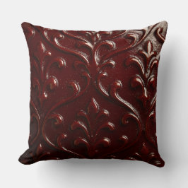 Cojín Decorativo Textura de cuero repujado marrón oscuro