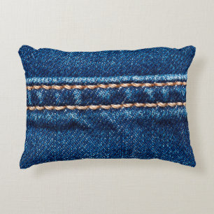 Cojín Decorativo Textura de denim azul con cierre de línea de cost