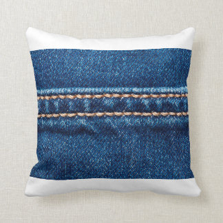 Cojín Decorativo Textura de denim azul con cierre de línea de costu