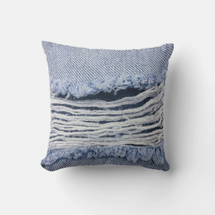 Cojín Decorativo Textura de jeans rotos con azul claro