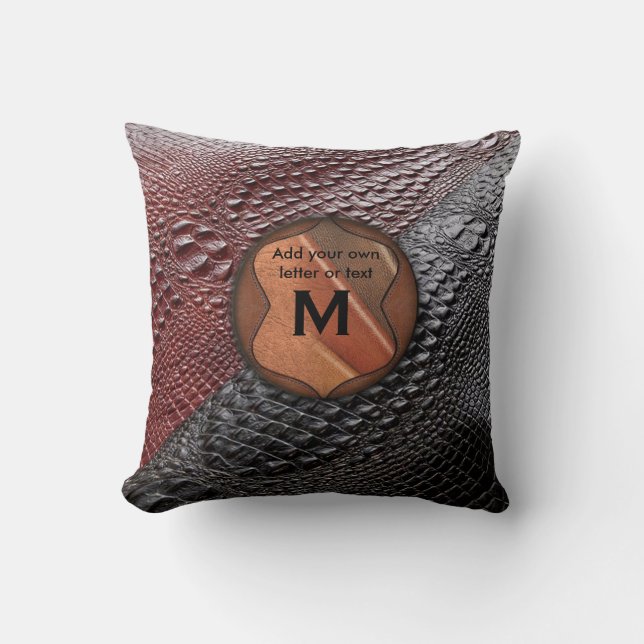 Cojín Decorativo Textura de la piel de serpiente y elementos monogr (Anverso)