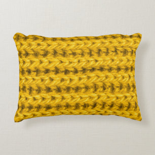Cojín Decorativo Textura de lana de punto amarillo vibrante