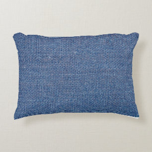 Cojín Decorativo Textura de lino azul cierre fondo de foto.