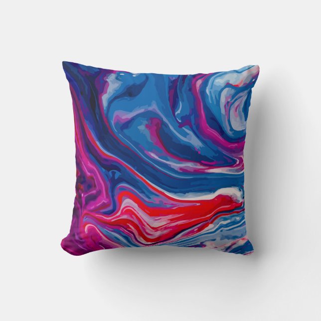 Cojín Decorativo Textura de mármol azul rojo (Anverso)