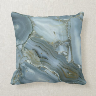 Cojín Decorativo Textura de Mármol Azul Verde Turquesa Arañada