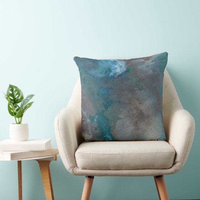 Cojín Decorativo Textura de mármol azul y gris (Silla)