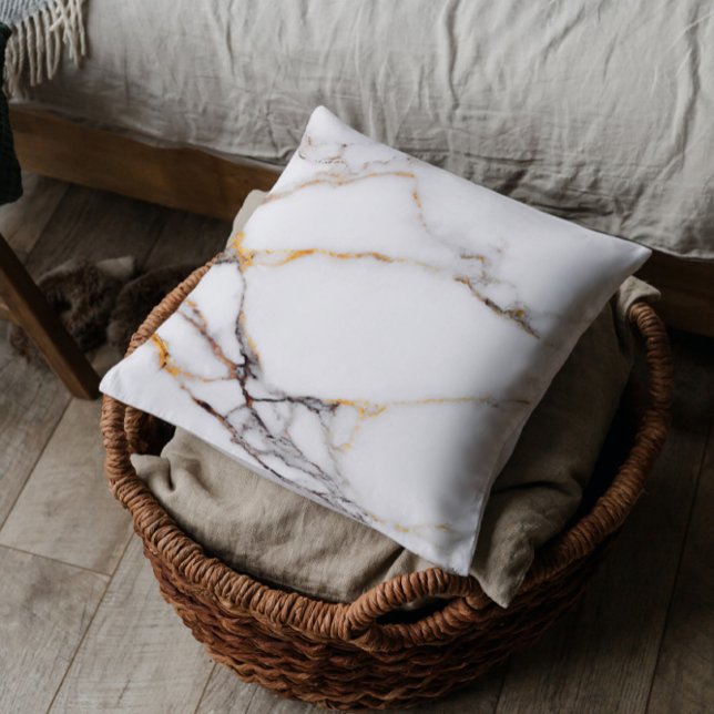 Cojín Decorativo Textura de mármol blanco y oro (Subido por el creador)