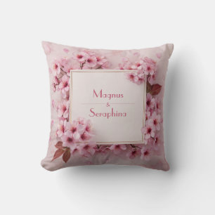 Cojín Decorativo Textura de mármol de flor de cerezo rosa de lujo