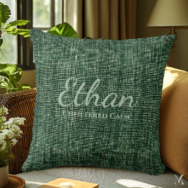 Cojín Decorativo Textura de mezclilla verde bosque | Hogar rústico 