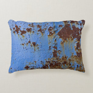 Cojín Decorativo textura de pintura metalizado y azul.