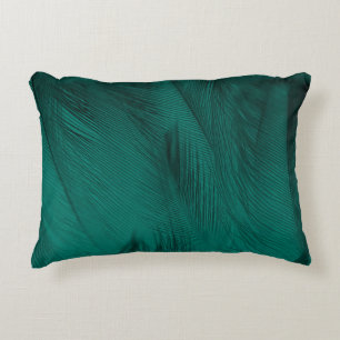 Cojín Decorativo Textura de plumas de color verde oscuro