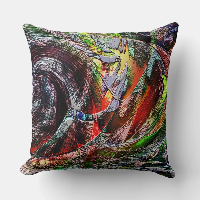 Cojín Decorativo Textura de ruinas digitales sobre gradiente rojo a (Anverso)