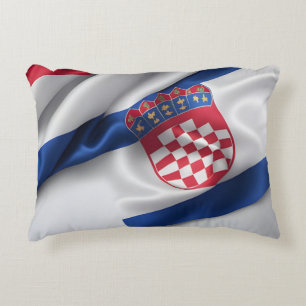 Cojín Decorativo Textura de seda de la bandera de Croacia
