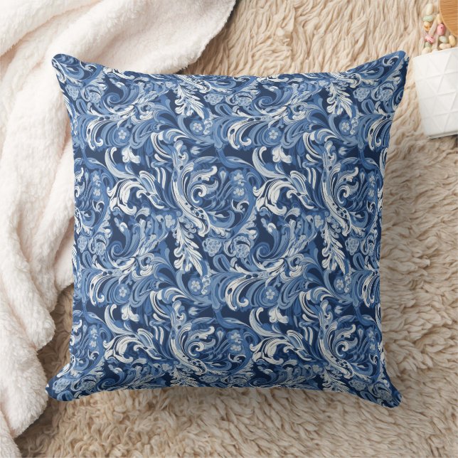 Cojín Decorativo Textura de seda en azul y blanco (Manta)