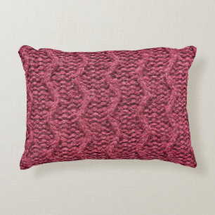 Cojín Decorativo Textura de suéter de punto, morado de cereza.