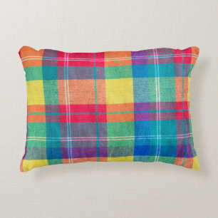 Cojín Decorativo textura de tela de tejido colorido. Fondo de tela