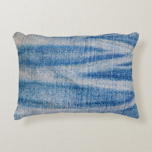 Cojín Decorativo Textura de tela de vaqueros azules, fondo textil