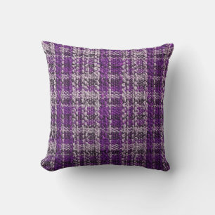 Cojín Decorativo Textura de tela morada de tartán útil como fondo