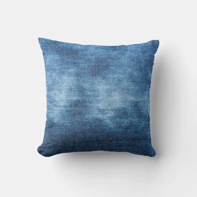 Cojín Decorativo Textura de vaqueros de denim azul (Anverso)