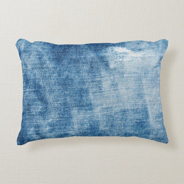 Cojín Decorativo Textura de vaqueros de denim azul (Anverso)