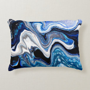 Cojín Decorativo Textura líquida de mármol abstracto en gli blanco 