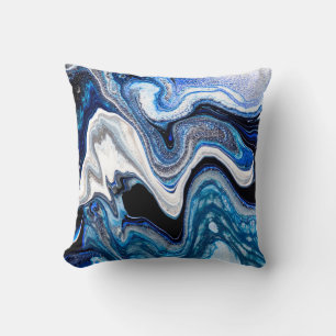 Cojín Decorativo Textura líquida de mármol abstracto en gli blanco