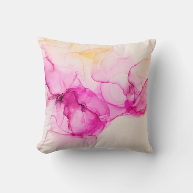 Cojín Decorativo Textura marina de tinta de alcohol. Arte contempor (Anverso)