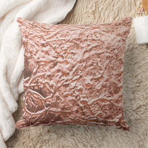 Cojín Decorativo Textura Metálica Abstracta de Oro Rosa Moderno