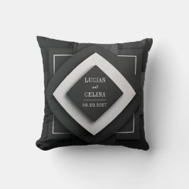 Cojín Decorativo Textura Moderna en capas geométricas blanco negro