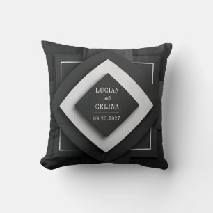 Cojín Decorativo Textura Moderna en capas geométricas blanco negro