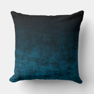 Cojín Decorativo Textura Ombre Grunge Negra y Turquesa
