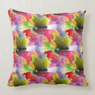 Cojín Decorativo Textura roja, acuarela amarilla del diseño