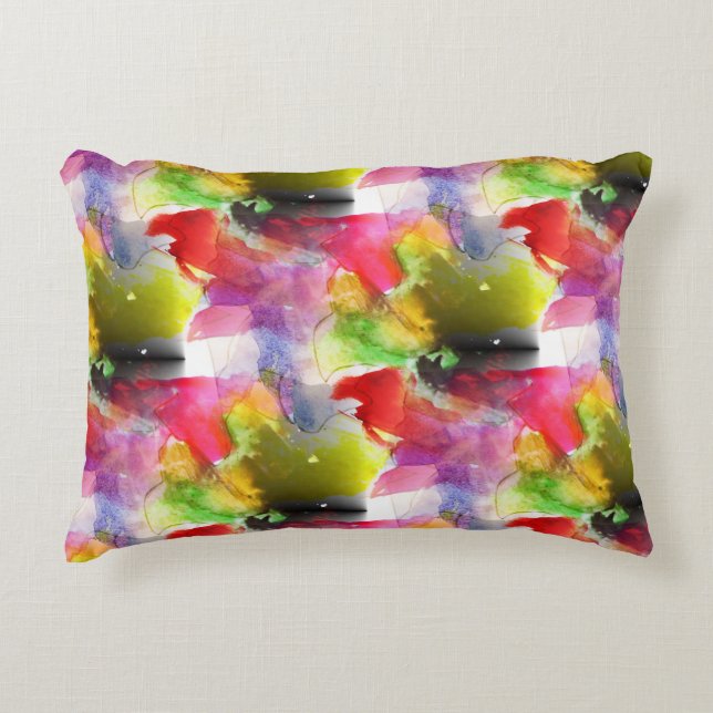 Cojín Decorativo Textura roja, acuarela amarilla del diseño (Anverso)