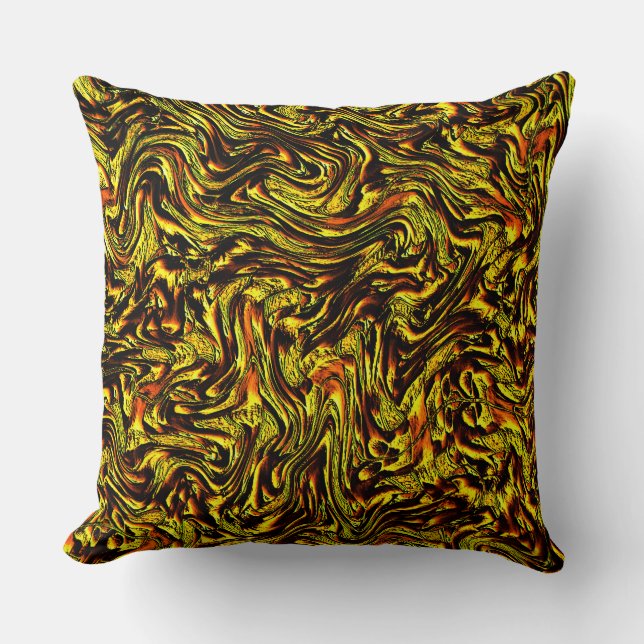 Cojín Decorativo Textura rústica dorada con trazos oscuros y naranj (Anverso)